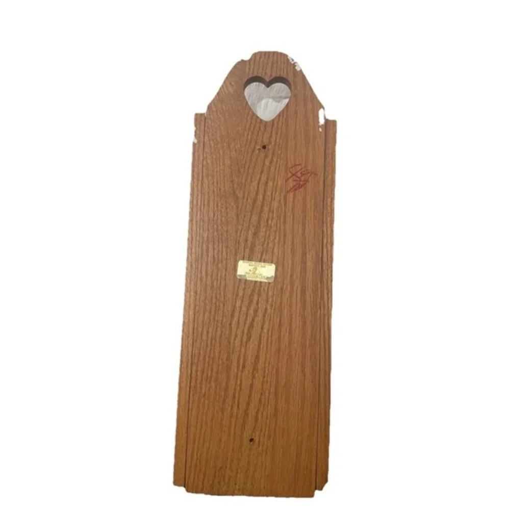 Vintage Harvest Oak Wood Wall Mail Letter Holder Key Rack Heart Cutout Organizer